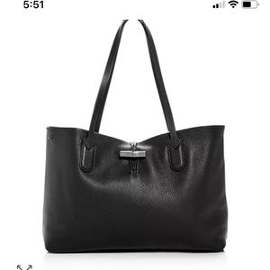 Authentic ROSEAU ESSENTIAL tote bag L - Black leather